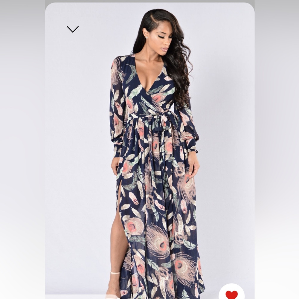 EUC Beautiful long navy with slit. Worn once to a wedding.